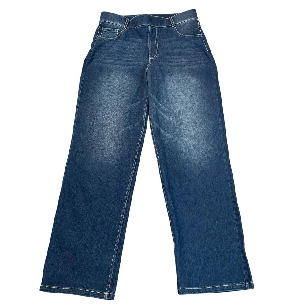Halara Flex Denim Straight Leg Jeans Large Petite Pull On Jegging Lightweight